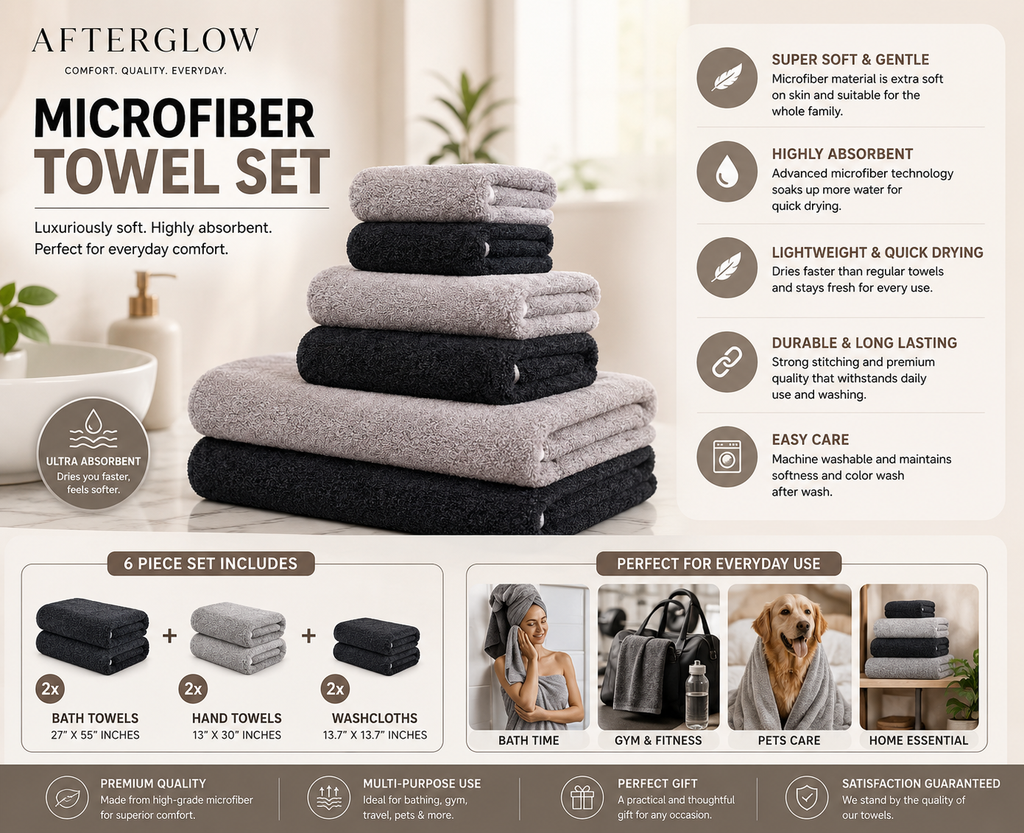 Afterglow™ Premium Microfiber Towel Set