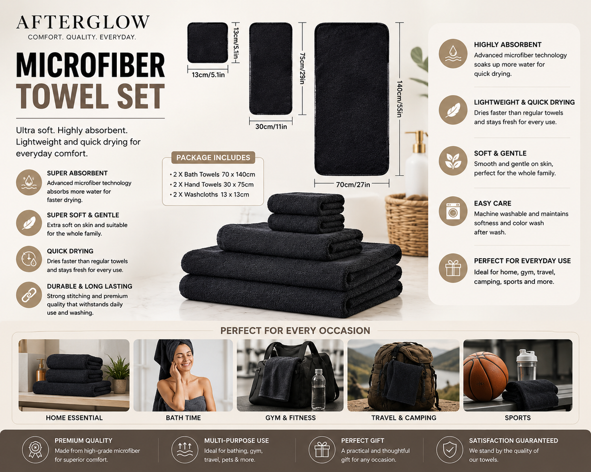 Afterglow™ Premium Microfiber Towel Set