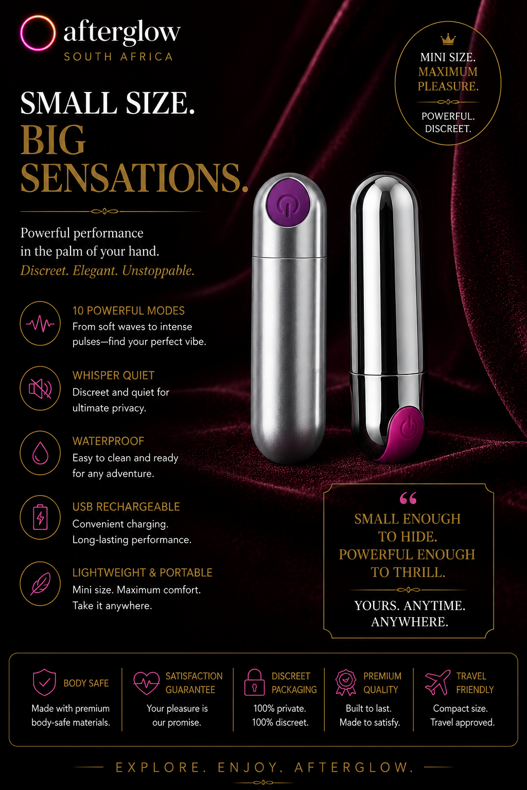 Afterglow Pulse™ Premium Rechargeable Bullet Massager
