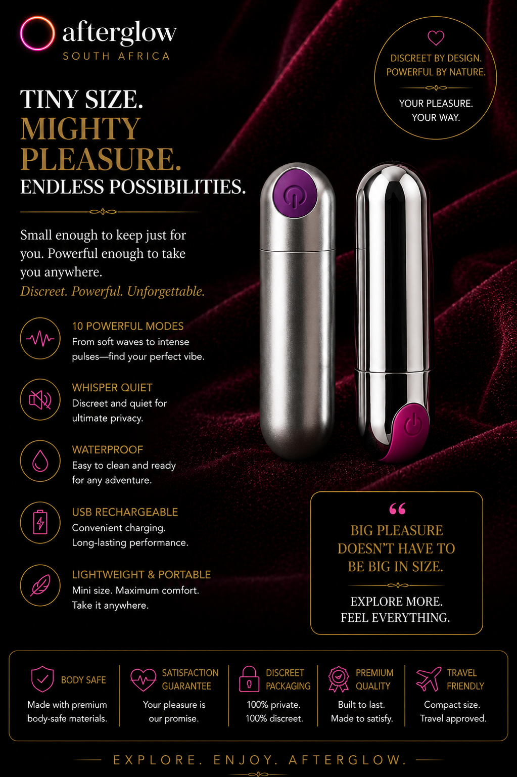 Afterglow Pulse™ Premium Rechargeable Bullet Massager